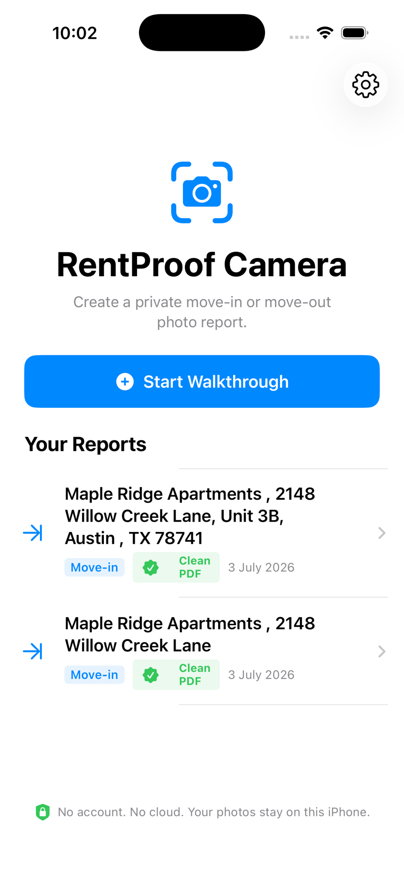 RentProof app interface